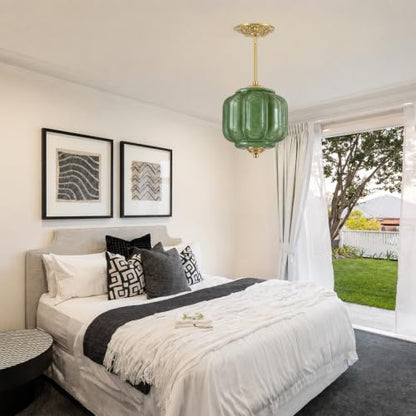 Gold Vinatge Chandelier (Green)