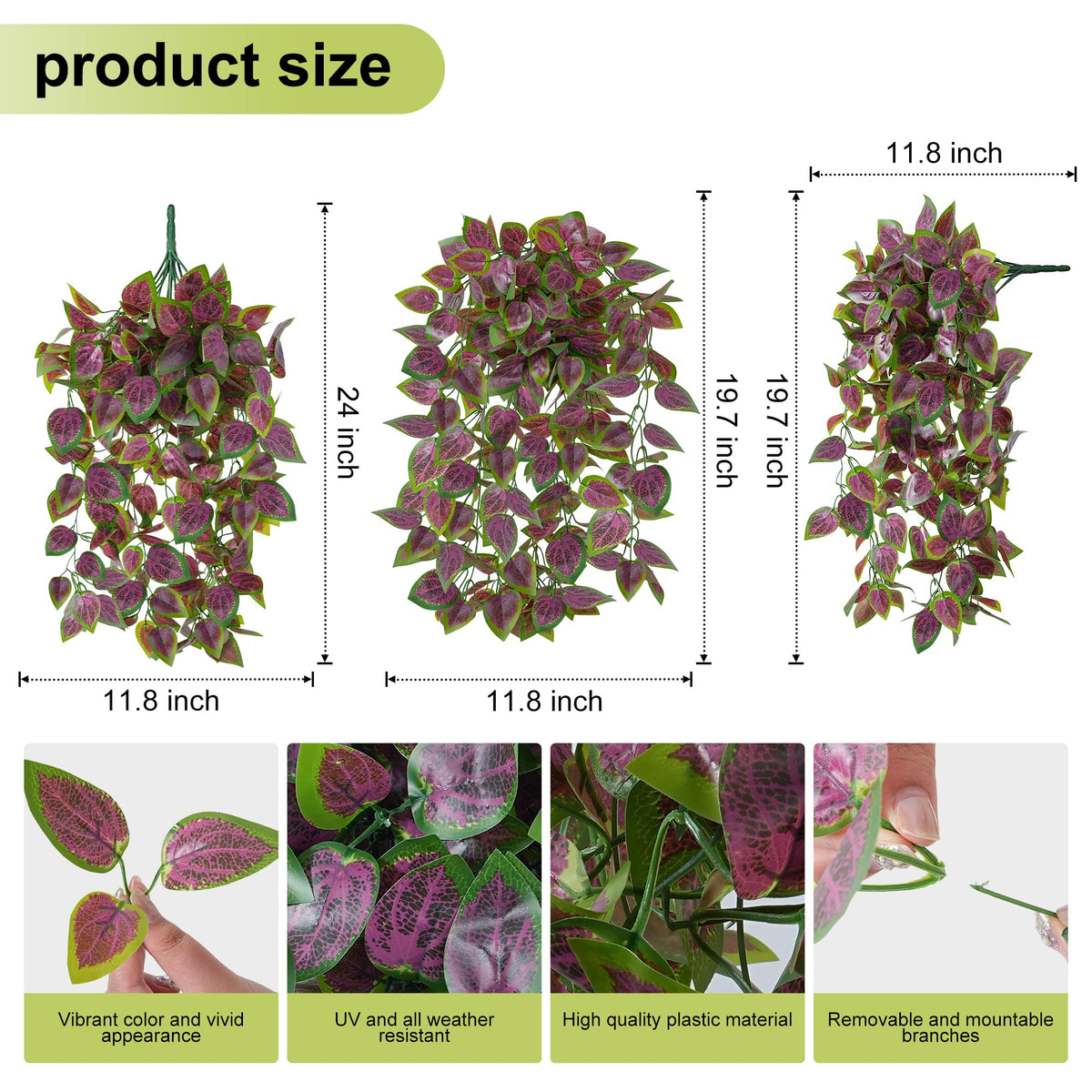 Fake Plants Artificial Hanging Plants for Outdoors Outside Decor (Coleus-purple)
