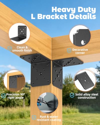 4x4x3.5 Inch Heavy Duty L Brackets for Wood