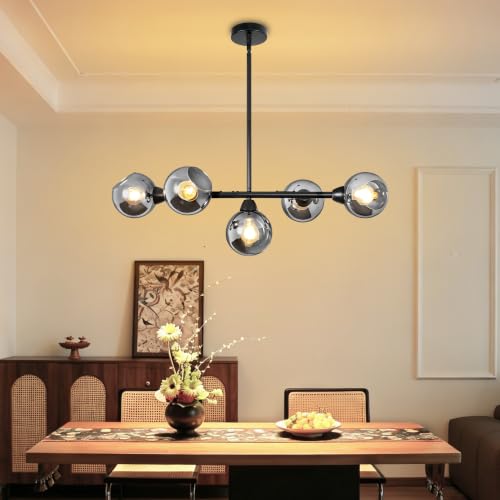 Large Linear Chandeliers for Dining Room Extra Long Linear Chandelier with Open Glass Lampshade Sputnik Goble Glass Chandelier
