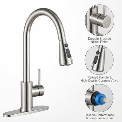 Kitchen Faucets with Soap Dispenser (Silver)