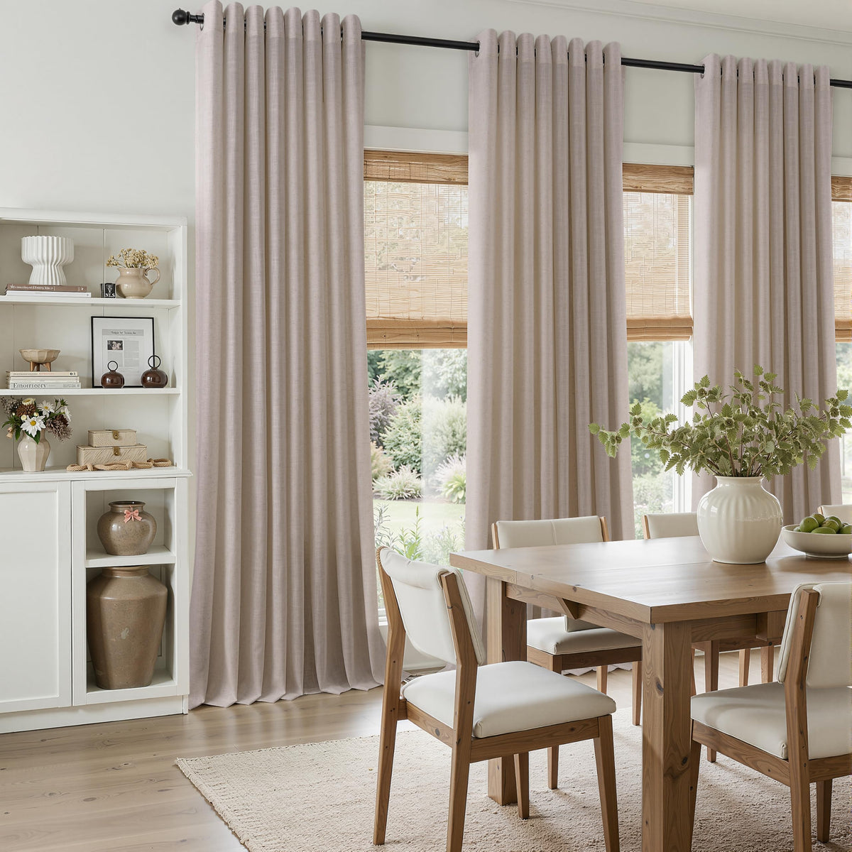 Oatmeal Grommet Linen Curtains 120 Inches Long for Living Room (Oatmeal / 52"W x 120"L (Pack of 2))