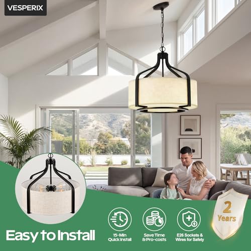 Linen Drum Chandelier