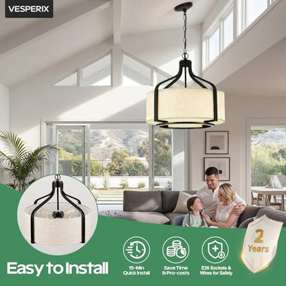 Linen Drum Chandelier
