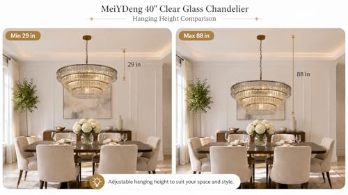 4 Tier 40 Inch Clear Crystal Glass Chandeliers (4-Tier 40 Inch)