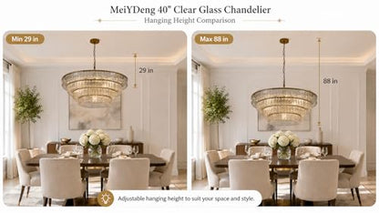4 Tier 40 Inch Clear Crystal Glass Chandeliers (4-Tier 40 Inch)
