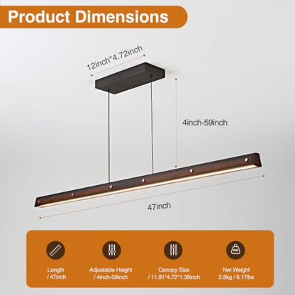 47" LED Linear Pendant Light Fixture (Black / 47inch)