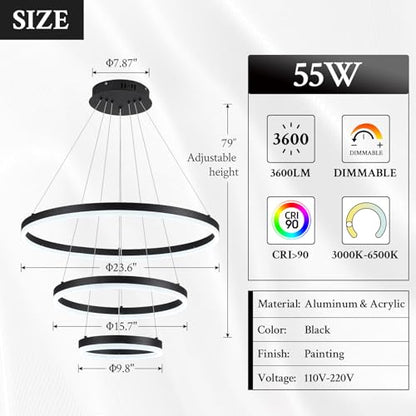 Modern Chandelier LED Dimmable LED Pendant Light for Dining Room Light Fixture