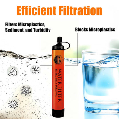5 Pack Personal Water Filter Straw with Emergency Whistle (5-Pack(Orange) / 5-Pack)