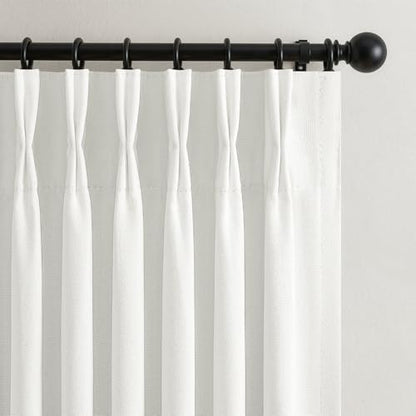 Extra Long Pinch Pleated Pure White Curtains 108 Inches Long for Living (Purewhite / 50"W x 108"L (Pack of 2))