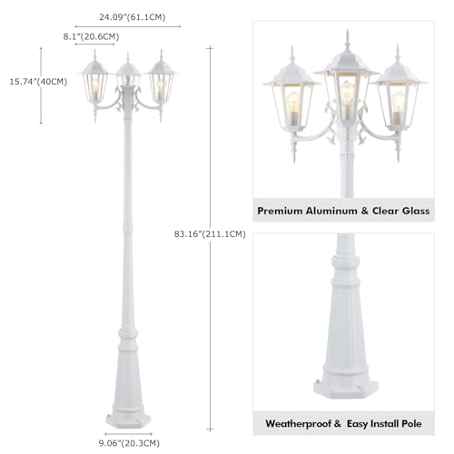 3 Head Outdoor Post Light 83"