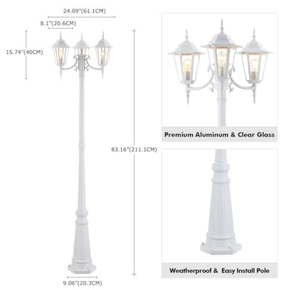 3 Head Outdoor Post Light 83"