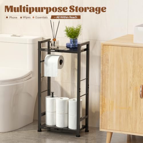 Toilet Paper Holder Stand with Shelf