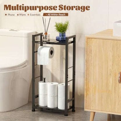 Toilet Paper Holder Stand with Shelf