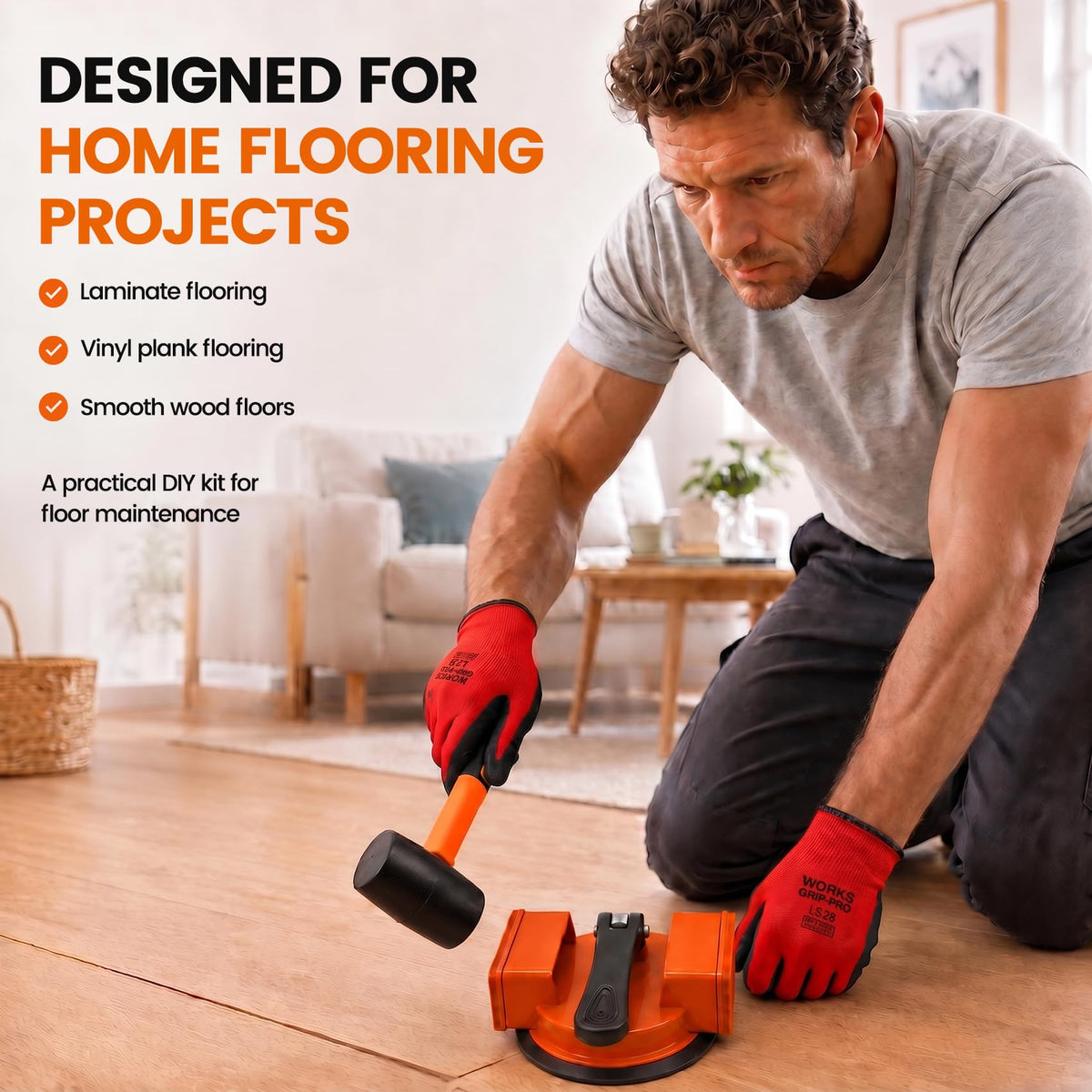Floor Gap Fixer Tool Double 90° Suction Cup Flooring Repair Kit Pro