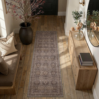 Red Brown 2x8 Runner Rugs Washable for Hallway (Q| Red Brown / 2' x 8' (Runner))