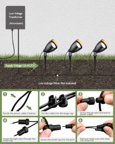 12v Low Voltage Landscape Spotlights (Black-Warm White)