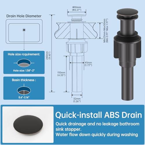 Tall Bathroom Faucet Vessel Sink Faucet with Drain (With Drain / Oil Rubbed Bronze)