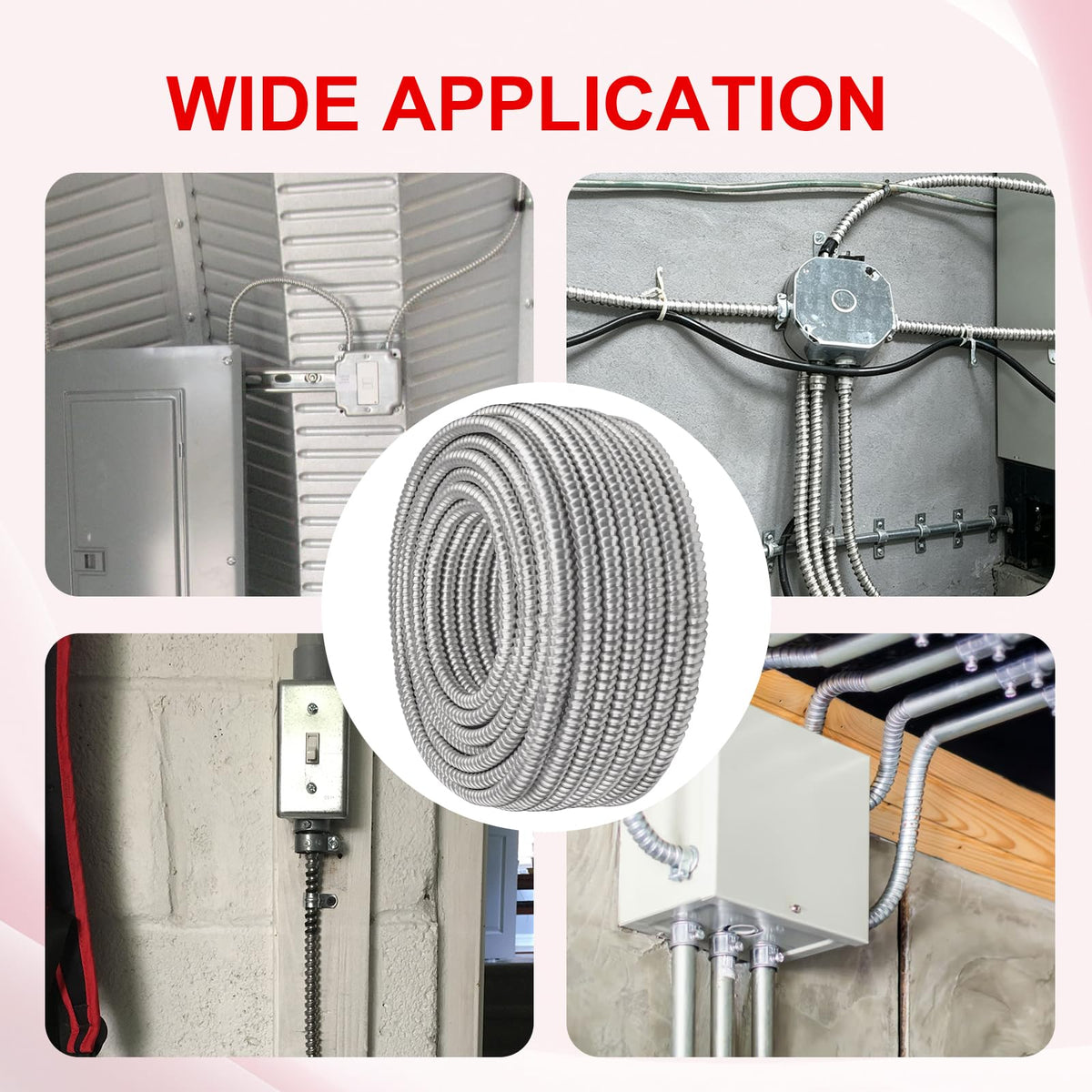 6 3 MC Cable 15 FT Aluminum Armored Electrical Wire with Ground THHN (15 FT / 6AWG/3)