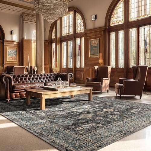 Washable Area Rug 8×10 for Living Room (Silver / 8' x 10' (Rectangular))