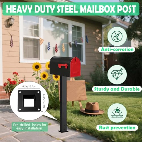 43" Heavy Duty Steel Mailbox Post