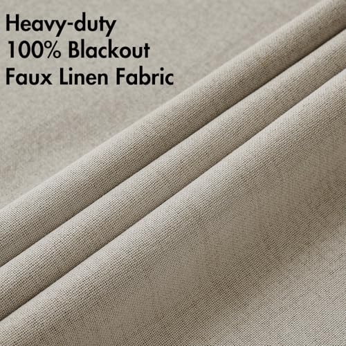 100% Blackout Linen Curtains for Bedroom 52x96 Inches Pebble Taupe (Pebble Taupe / 52"W x 96"L (Pack of 2))