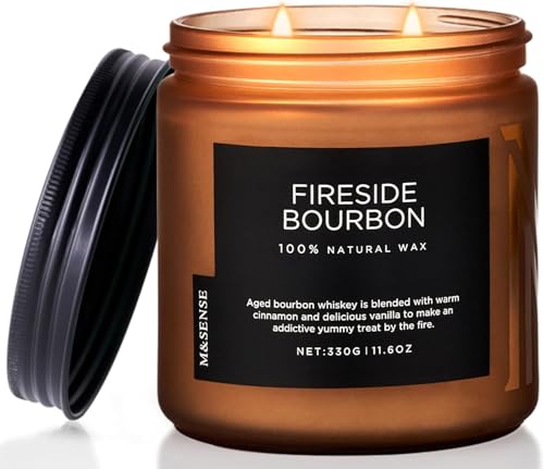 Fireside Bourbon Scented Candle Smoky Oak for Winter Christmas Gift (Medium Jar / Fireside BourbonNew)