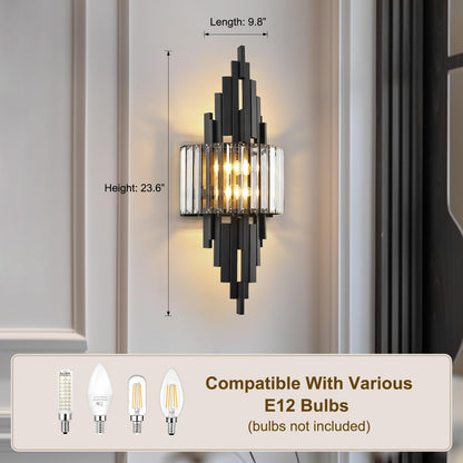 Black Crystal Wall Sconces Mid (Black Rectangle-1P)