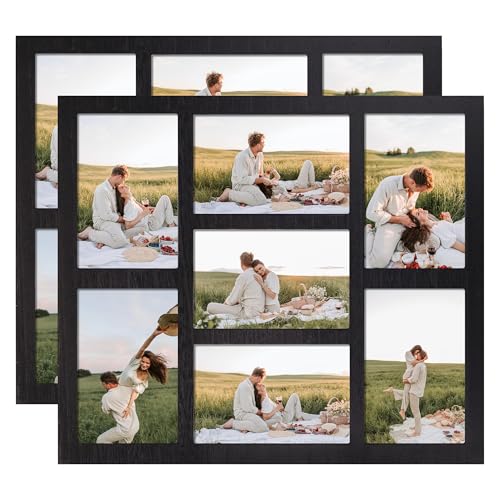 4x6 Picture Frame Collage for Wall Decor with Real Glass (Rustic Black / 13x15in (2Pack))