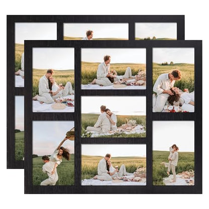 4x6 Picture Frame Collage for Wall Decor with Real Glass (Rustic Black / 13x15in (2Pack))
