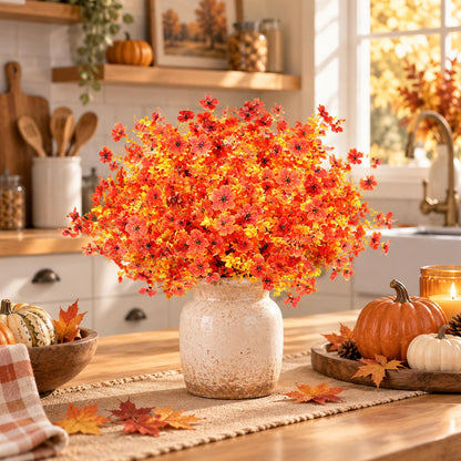 24Pcs Artificial Fall Flowers for Outdoors UV Resistant Decor