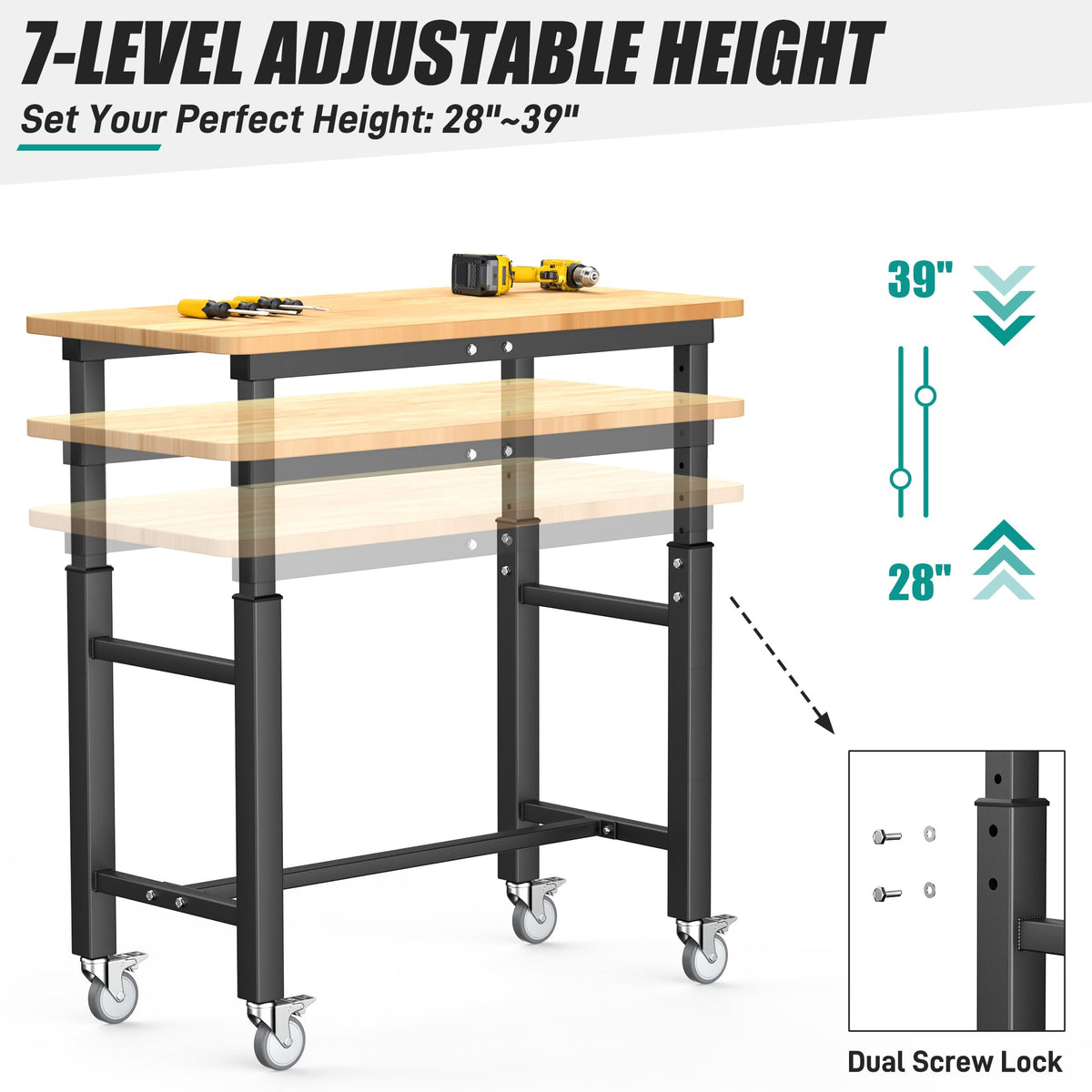Workbench with Wheels (42“ x 20”)