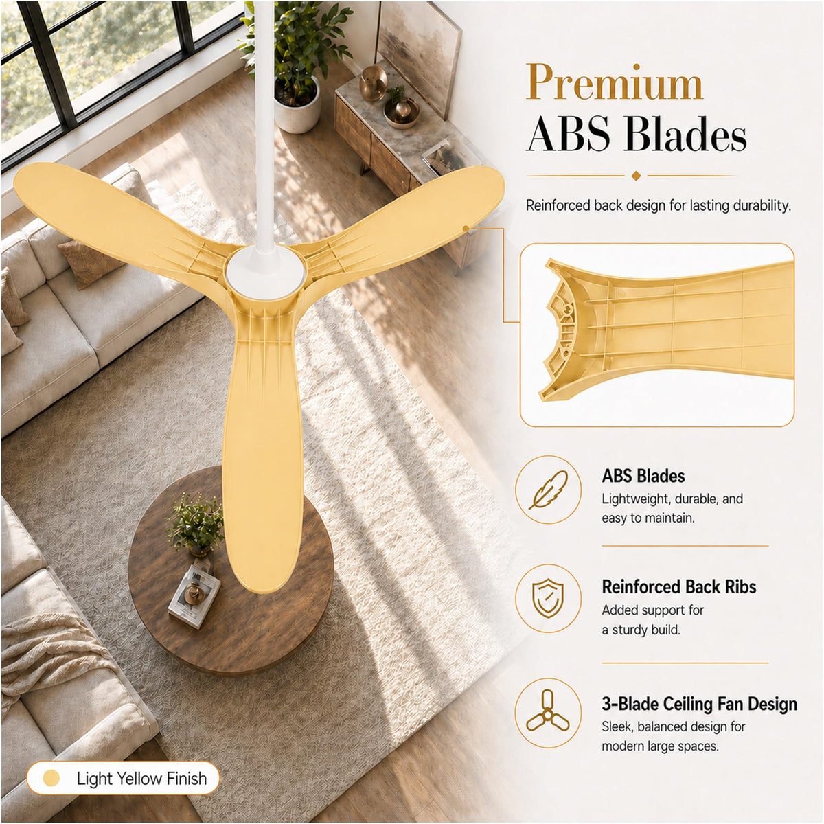 60" Ceiling Fan with Light (White/Light Oak / 60 Inches)