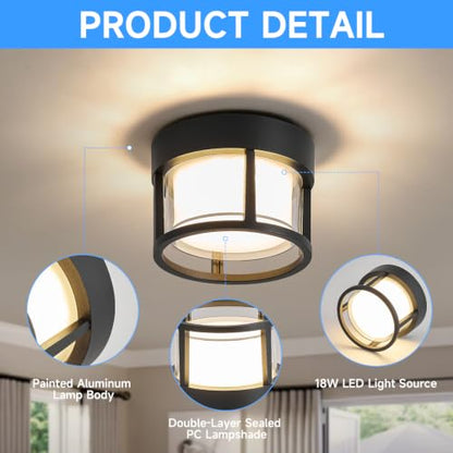 Black Porch LED Ceiling Light