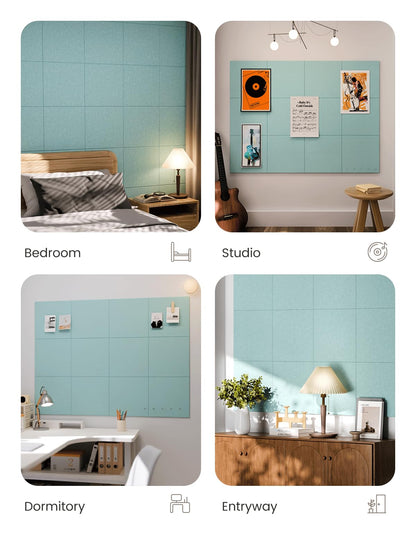 Felt Bulletin Board & Cork Board Alternative 36'' x 24'' (Teal Blue-1 / Solid tile 12-pack)