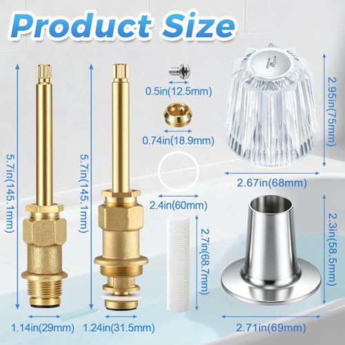 3 Piece Bathtub Shower Knob Replacement Kit