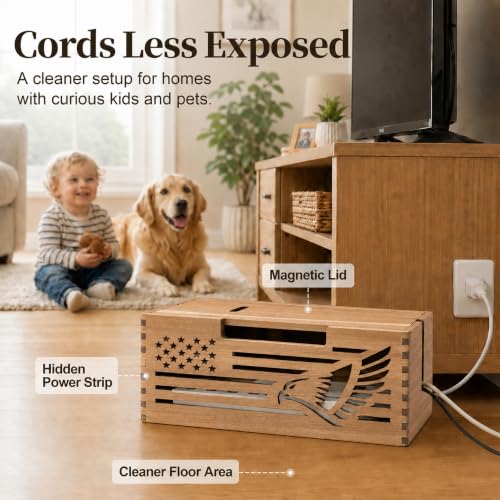 Acacia Wood Cable Management Box