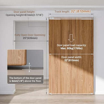 Concealed Sliding Barn Door Hardware with Soft Close Mechanism