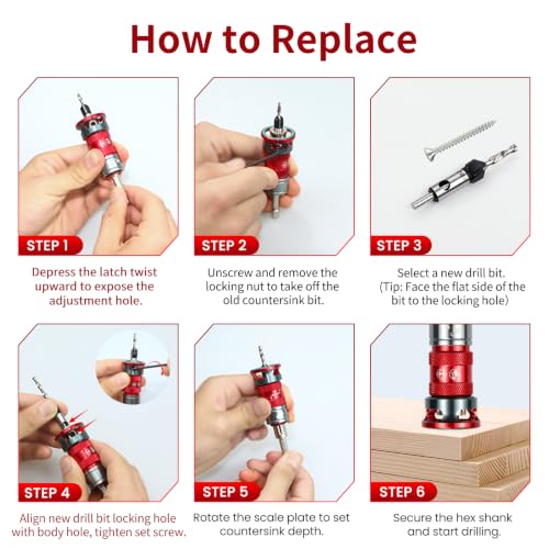 Countersink Drill Bit Set with Depth Stop Collar