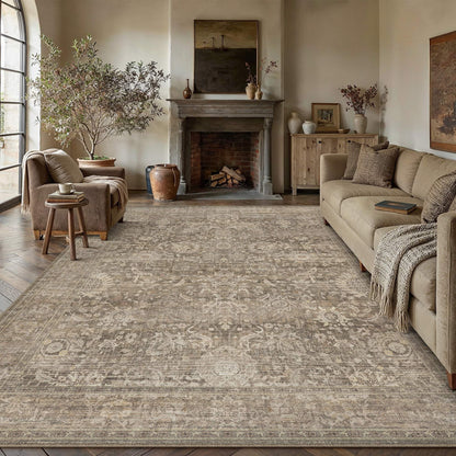 Area Rugs 8x10 Light Brown Vintage Rug for Living Room (Retro | Light Brown / 8' x 10' (Rectangular))