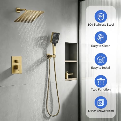 Wall Mount 10 Inch Rainfall Shower Faucet Set