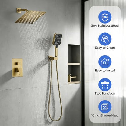 Wall Mount 10 Inch Rainfall Shower Faucet Set