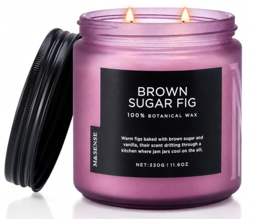Brown Sugar Fig Scented Candle Relaxing Home Fragrance 11.6Oz 70H (Medium Jar / BrownSugarFig)