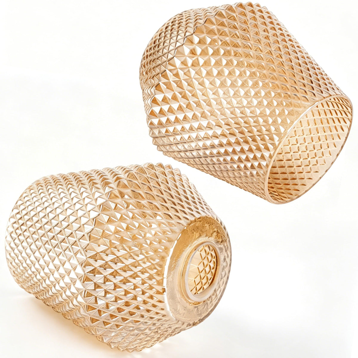 2Pcs Small Glass Lamp Shades (Amber)