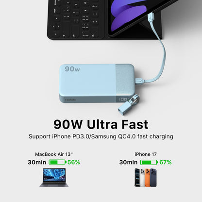 90W Portable Charger 20000mAh Power Bank with Detachable C (Blue)