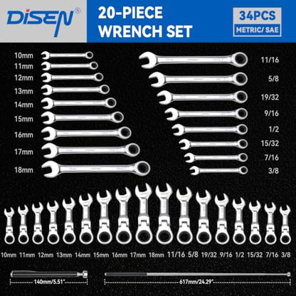 Metric and SAE Combination Wrench Set with EVA