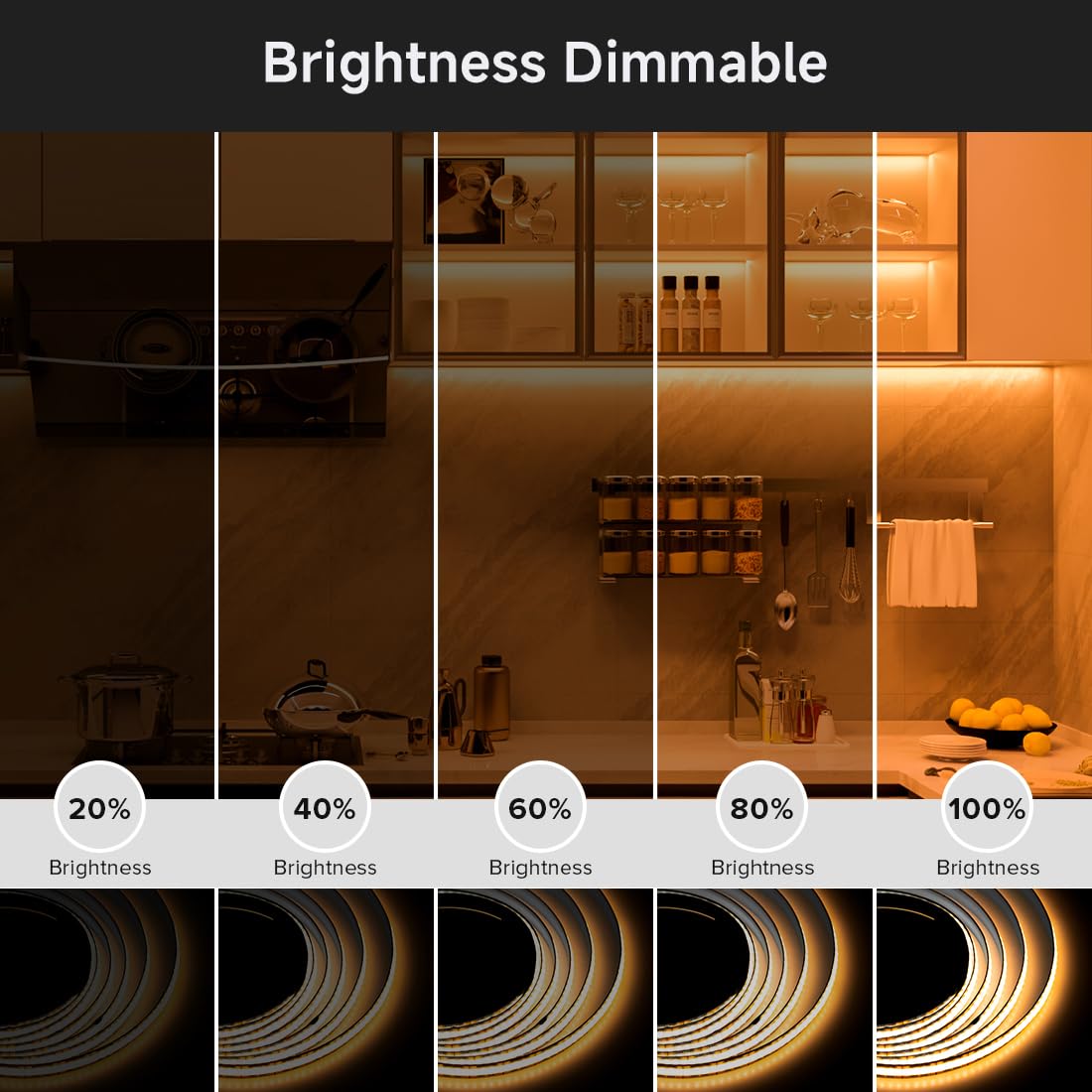 FCOB COB LED Strip Lights 5V USB Powered Warm White 2700K (Warm White 2700K / 3.28FT)