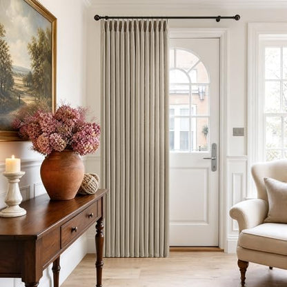 Country Pleated Linen Semi Sheer Taupe Curtains 72 Inches Long 2 Panels (Burlywood Birch / 40"W x 72"L (Pack of 2))
