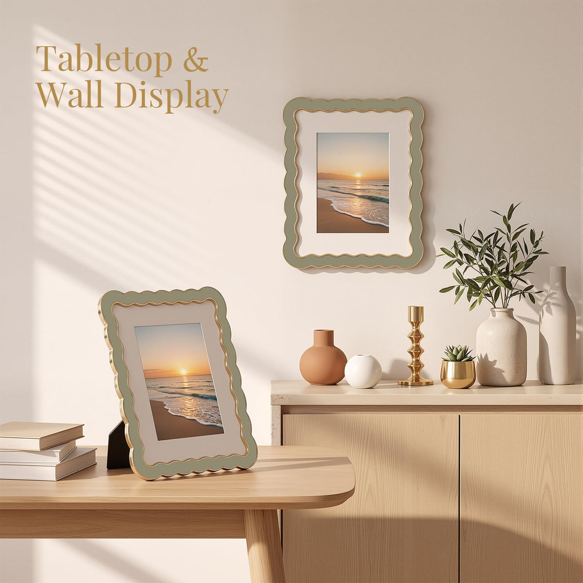 8x10 Scalloped Wavy Metal Picture Frame (Universal Khaki / 8x10)