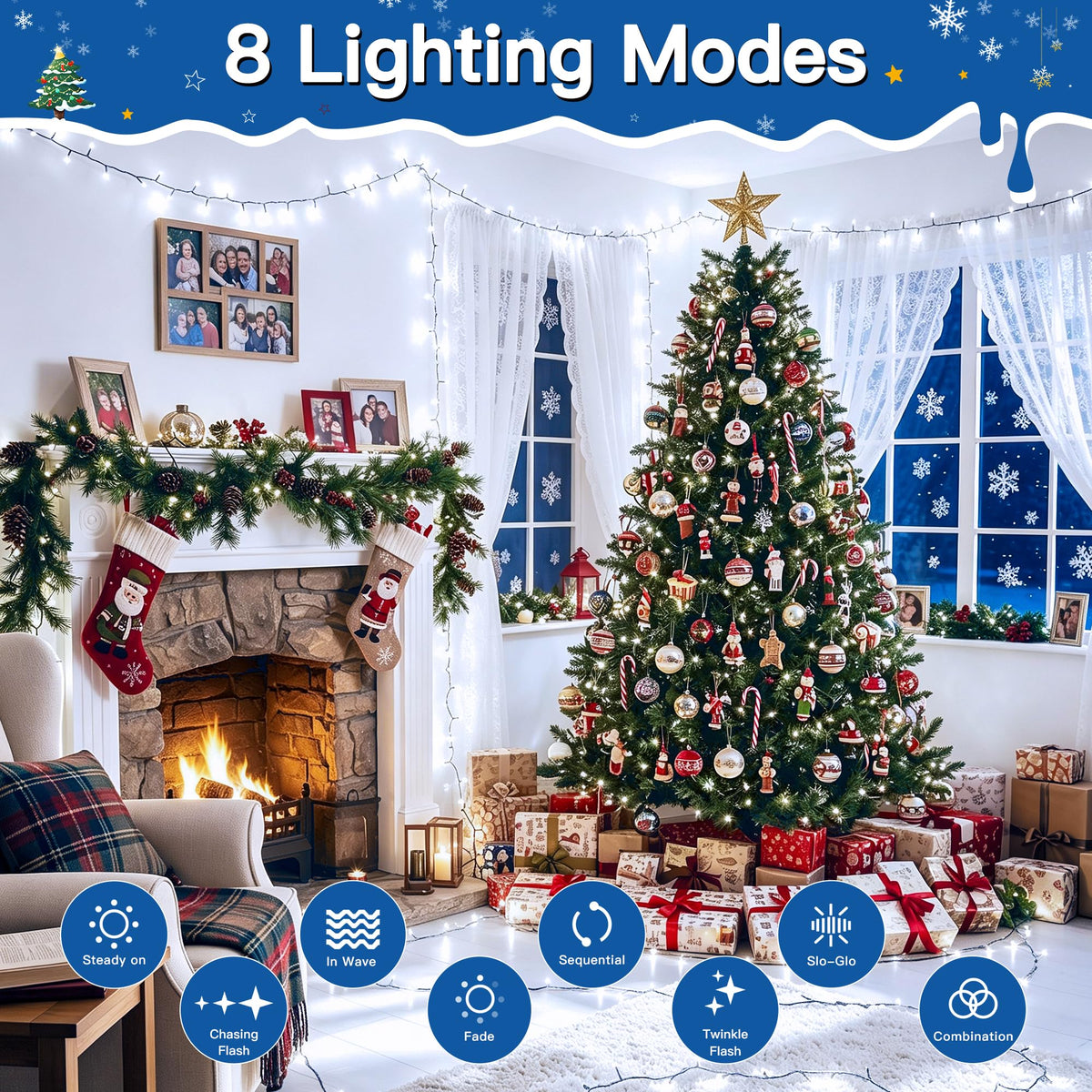500 LED Christmas Lights Outdoor (Cool White / 500 LED)